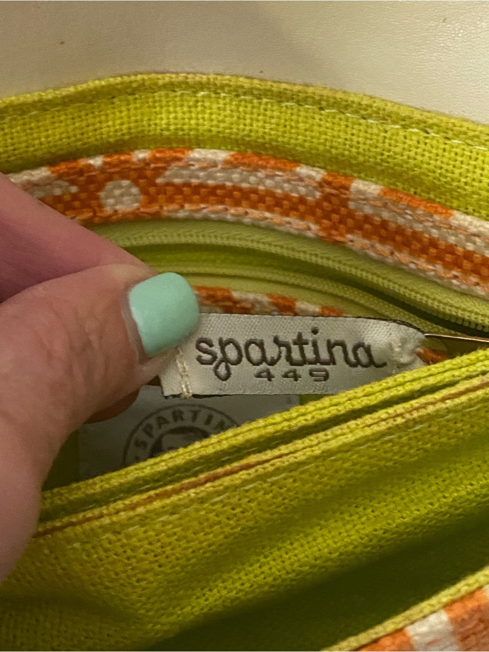 Spartina 449 Cream and Orange Geometric Wristlet - Picture 11 of 16